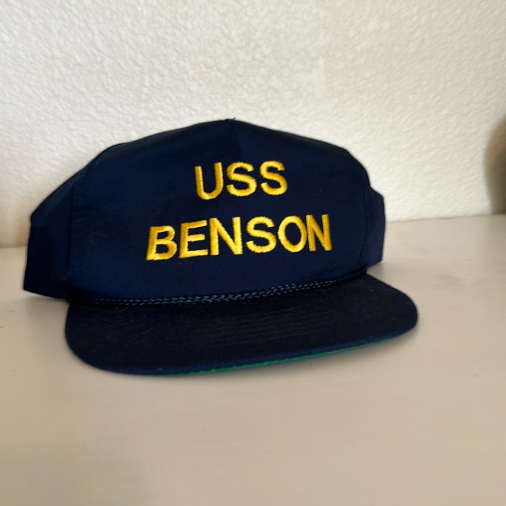 USS Benson cap, rope on the brim made in Korea 60% cotton 40% polyester